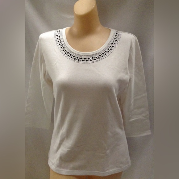 3/4 sleeve white shirt 1G0169S Christine Alexander - Picture 2 of 2